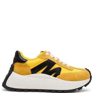 Steve Madden Supercampo Mixed Media Retro Platform Sneakers Size 8 Mustard